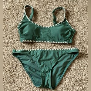 Two-piece green swimsuit!